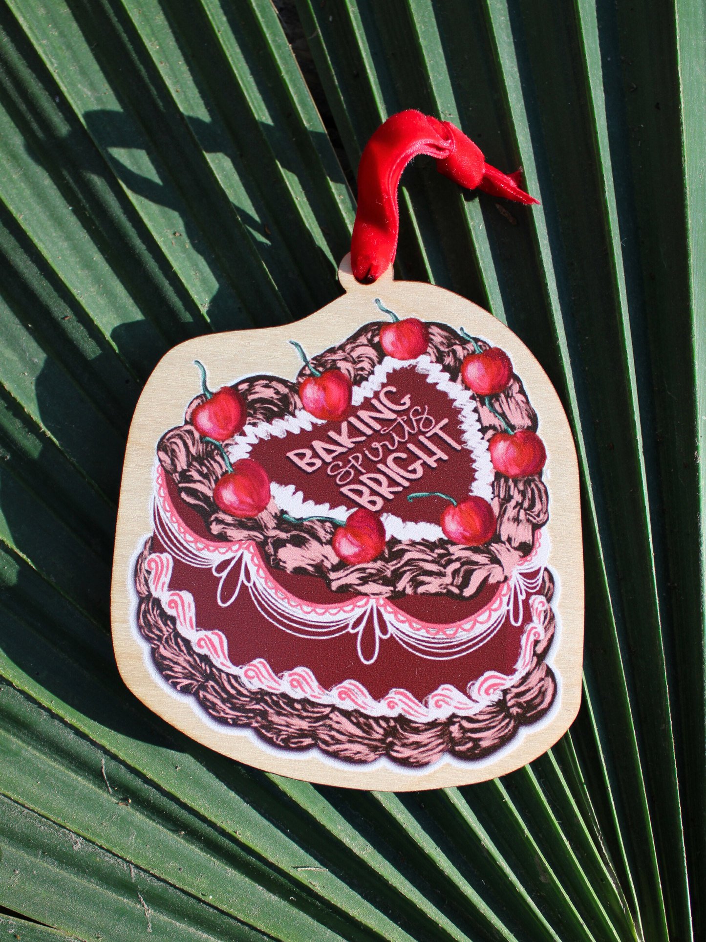 Baking Spirits Bright Cake - Wood Christmas Ornament