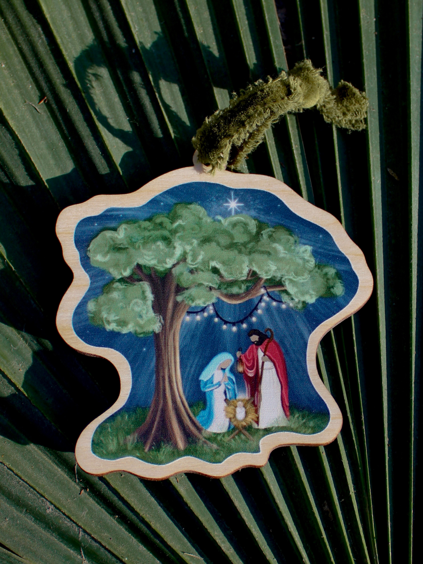 Louisiana Nativity Wood Christmas Ornament