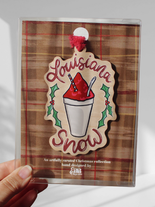 Louisiana Red Snowball Wood Christmas Ornament